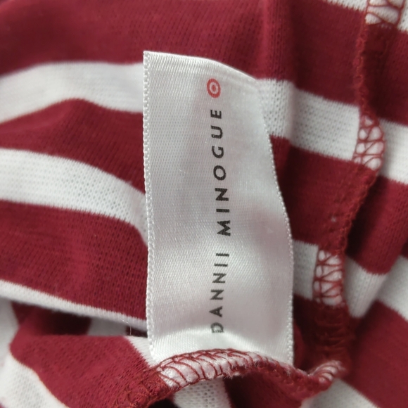 Dannii Minogue Top Size 14P White Red Stripe Long Sleeve Back Slit Hi-Low Hem - Picture 13 of 14